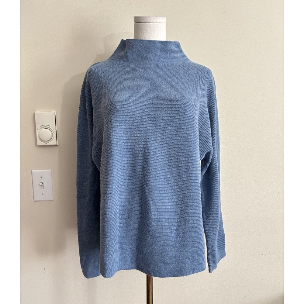 Lululemon Womens M/L Boxy Knit Sweater Cotton Blend Blue Athleisure Casual